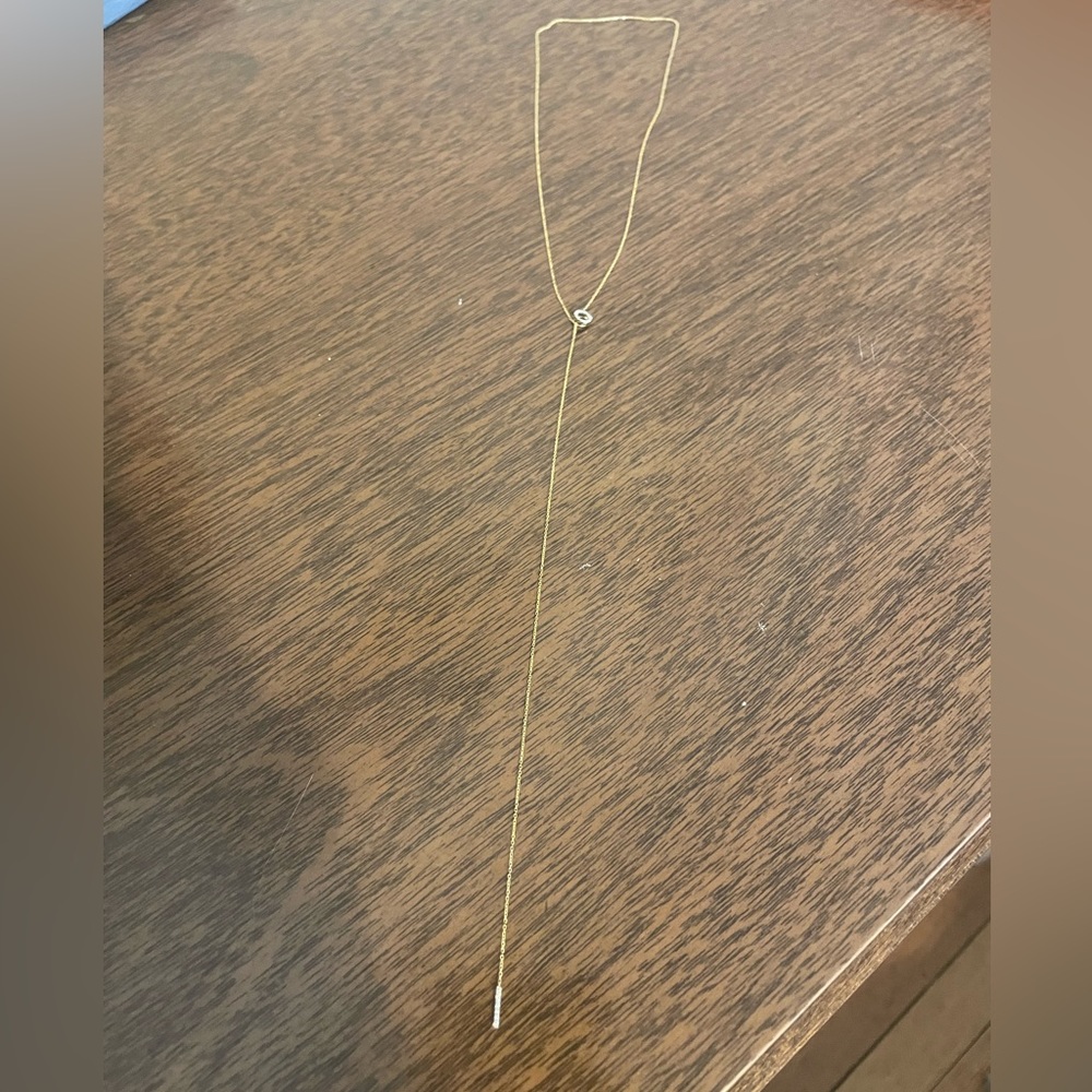 Stone and Strand Pave Diamond Open Circle Lariat Necklace